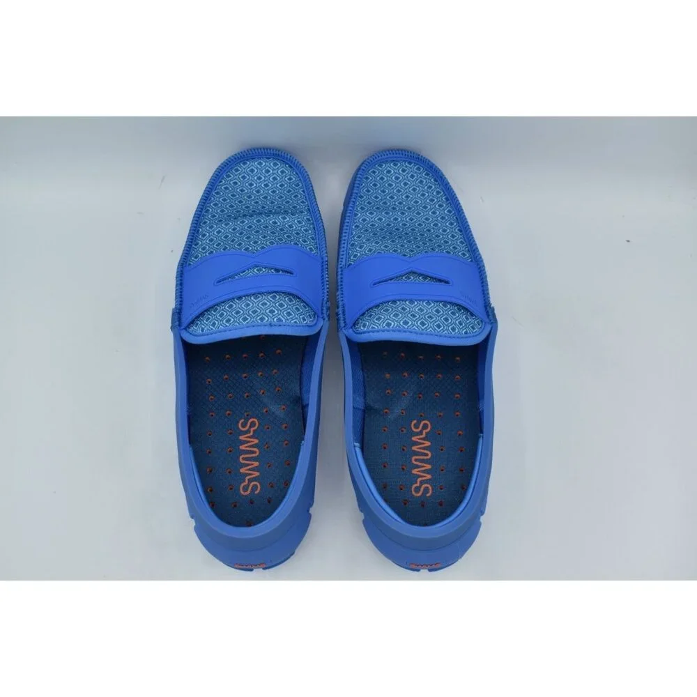 SWIMS Mens Size 12 Sail Blue Printed Penny‎ Loafers Slip On Shoes